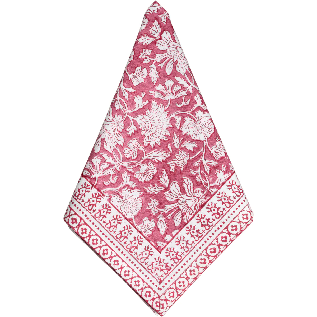Rose Floral Block Print Napkin, Set of 4